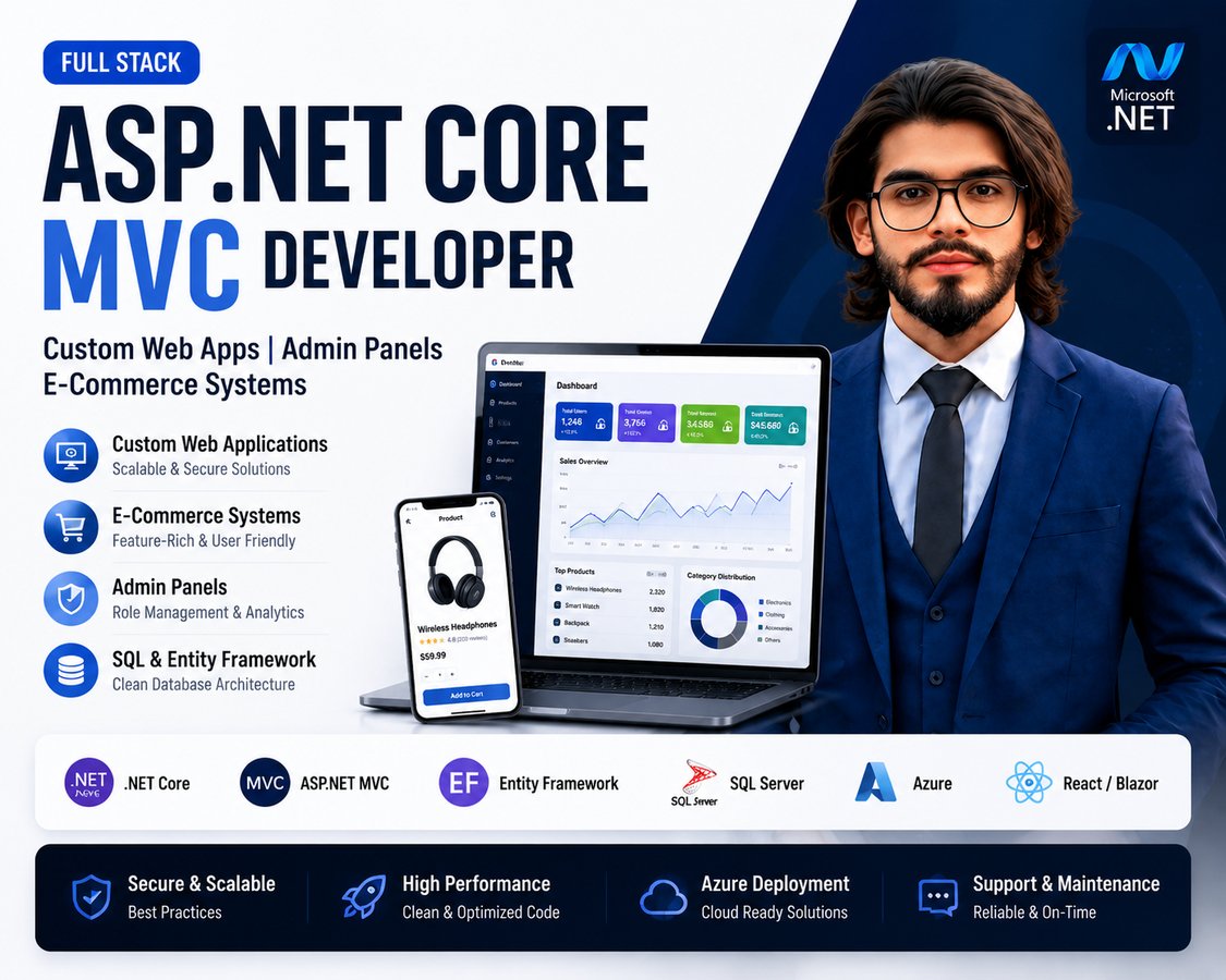 I will build custom ASP.NET Core MVC web apps, websites & admin panels ...