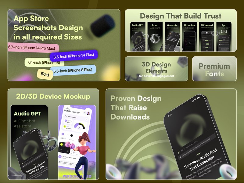 I will design modern app store screenshots with aso best practices | Sikaty