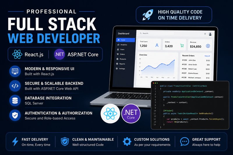 I will build a full stack web app using React and ASP.NET Core | Sikaty