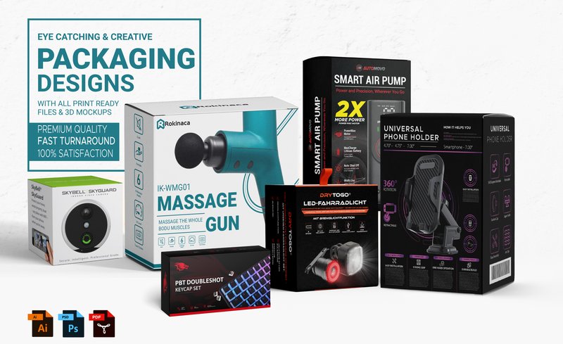 I will do packaging box design, mailer box, product box design, and 3d ...